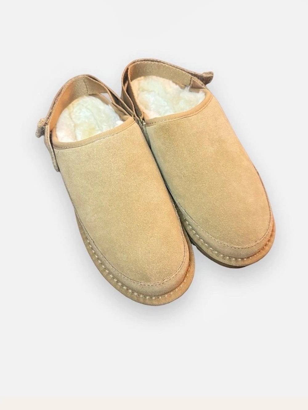 EVELLYHOOTD  Suede Leather Winter Clogs/Mules in Beige EU 41 NIB